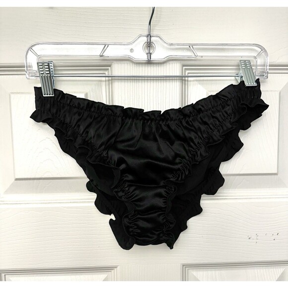 I.D. Sarrieri Ruffle Silk Black Brief Size Large New With Tags Luxury Lingerie - Picture 7 of 7